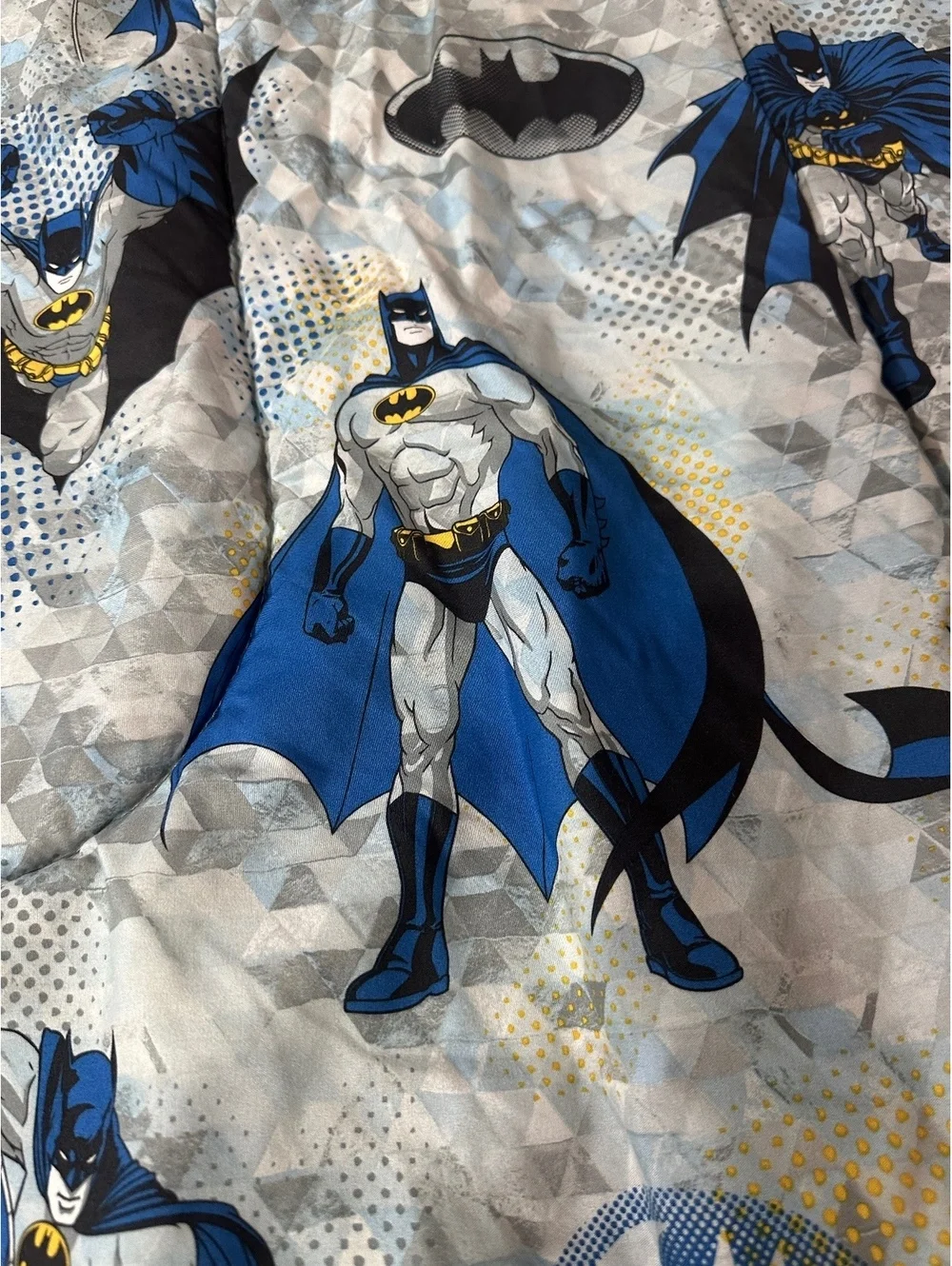 VTG 1991 Batman Twin Comforter Bedding DC Comics Blue Black Geometric Retro Y2K
